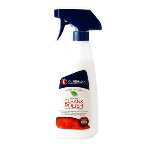 Guardsman Anytime Clean & Polish Wood Cleaner & Furniture Polish for Cabinets, Tables, and Other Wood Surfaces, Spray Bottle, Woodland Fresh, 16 Fluid Ounces