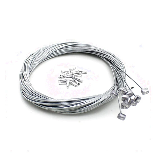 HAZOULEN 2m Long Bicycle Bike Brake Cable and Cable Cap End Set, 10 Pack