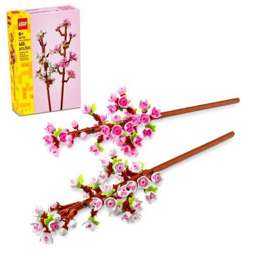 LEGO Cherry Blossoms Celebration Gift, Buildable Floral Display for Creative Kids, White and Pink Cherry Blossom, Spring Flower Gift for Girls and Boys Aged 8 and Up, 40725