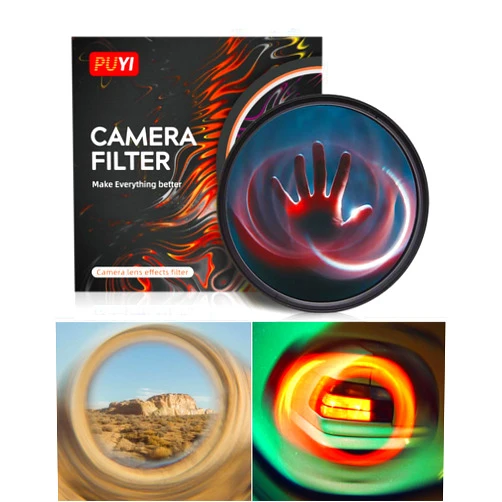 Besvalo Camera Vortex Effect Filter, 77MM Prism Film Special Effects Glass Lens Photography Accessories for DSLR Cinematice Video and Photo, Filter Pouch Included