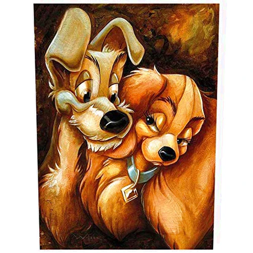 Better Selection Lady and The Tramp Diamond Art Kit for Adults, 5D Full Drill DIY Arts & Crafts Bling Artwork Decor Gift Set with Crystal Rhinestone Gems 11.81x15.75 inch
