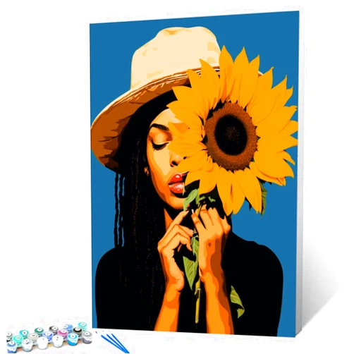 Tucocoo Fashion Black Girl Paint by Number Kits Canvas Acrylic Paint DIY Oil Painting for Kids, Students, Adults Beginner with Brushes and Acrylic African American Woman Girl 16x20 Inch (DIY Frame)