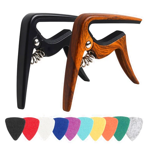 Donux Ukulele Capo 2Pack with 10 felt picks for Soprano, Concert, Tenor, Baritone Ukulele