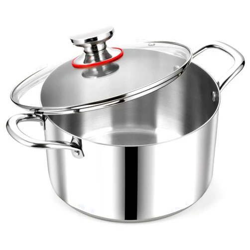 P&P CHEF 8 Quart Stainless Steel Stockpot with Lid, 3-Ply Large Stock Cooking Pot Cookware for Induction Gas Electric Stoves, Visible Cover & Double Riveted Handles, Heavy Duty & Dishwasher Safe