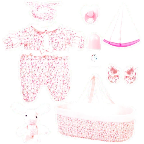 18INDC 8 Pcs Baby Doll Clothes Baby Doll Accessories Set with Bassinet for 17-22 Inch Baby Doll, Newborn Baby Doll Clothes Outfit Accessories fit 17