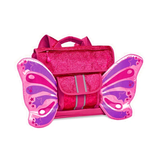 Bixbee Toddler Backpack, Ruby Raspberry Sparkly Butterfly Bookbag for Girls & Boys Ages 3 - 5 | Daycare, Preschool, Elementary School Bag for Kids | Easy to Carry & Water Resistant
