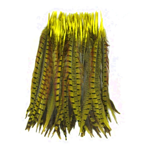 KOLIGHT Set of 10pcs Natural Dyed Pheasant Tails Feathers 12-14 Inch DIY Decoration (Yellow)