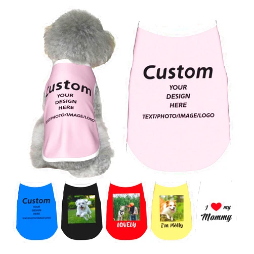 Custom Dog Shirt Personalized Dog Pullover Shirts Soft Cotton/Polyester Breathable Pet Sleeveless Shirt with Name/Photo/Logo Customized Pet Outifit for Small/Medium/Large Dogs and Cats (Style1)