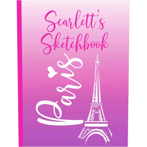 Nathan Frey Scarlett's Paris Sketchbook: Personalized Scarlett Eiffel Tower Paris Pink Blank Unlined Drawing Pad 160 Pages