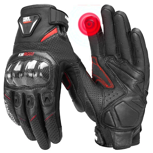 KEMIMOTO Sheepskin Leather Motorcycle Gloves for Men, Winter Warm Motorcycle Gloves for Motocross Motorbike Dirt Bike Bicycle Racing ATV UTV