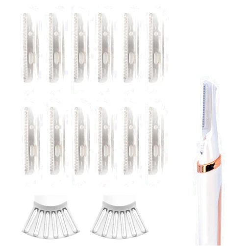 GOMINYUF 12 Pcs Replacement Blades for Finishing Touch Flawless Dermaplane Glo Sonic Vibrate Facial Exfoliation Tool, Replacement head for Flawless Dermaplane Glo Sonic Face Razor + Replacement Tray