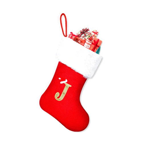 Homemari Personalized Monogrammed Red Christmas Stockings Holder with Letters 30cm Super Soft Embroidered Stocking for Christmas Holiday Xmas Gift Tree Decorations J