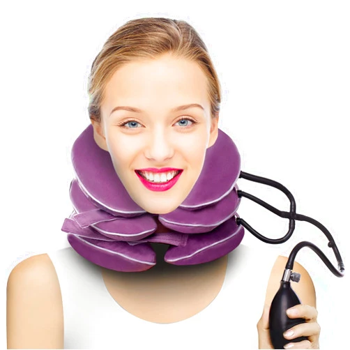YongZan Cervical Neck Traction Device for Neck Pain Relief, Inflatable & Adjustable Neck Stretcher Neck Support Brace, Best Neck Traction for Use Neck Decompression - Crystal Velvet, Radiant Orchid