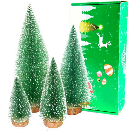 Arifoo Bottle Brush Trees Mini Christmas Trees Decor Miniature Christmas Tree Small Desktop Artificial Pine Tree Sisal Christmas Trees with Snow for Tabletop Bedroom Decorations Crafts
