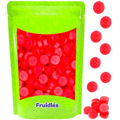 Fruidles Cherry JuJu Coins, Delicious Jelly Gummy Candy, Fun and Festive Holiday Snacking (Half-Pound)