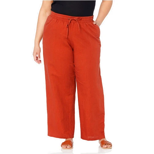 Amazon Essentials Women's Linen Blend Drawstring Wide Leg Pant (Available in Plus Size)