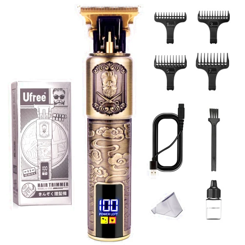 Ufree Professional Beard Trimmer for Men, Zero Gapped T-Blade Hair Clipper & Mustache Trimmer Kit with LCD Display, Precision Edgers for Haircut & Grooming, Barber-Grade Electric Shaver, Gifts for Men