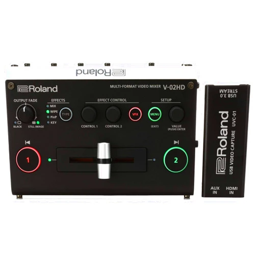 Roland V-02HD STR Video Switcher Web Streaming Bundle and UVC-01