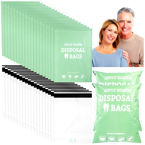 PerKoop 100 Pcs Extra Thick Large Adult Diaper Disposable Bags Odor Tight Sealing Disposal Bags Tear Resistance Sanitary Bag for Feminine Products Prevents Leakage Incontinence Unscented Diaper Sacks