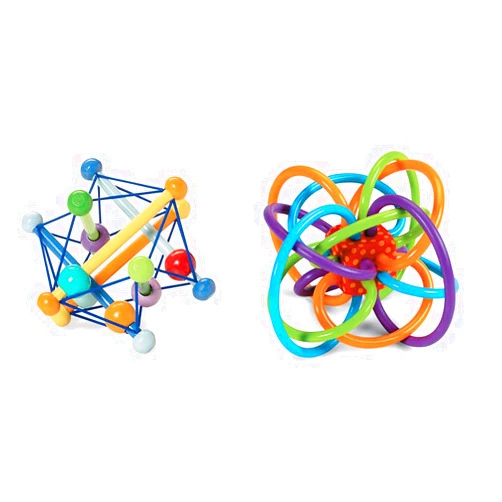 Manhattan Toy Skwish Color Burst Rattle and Teether Grasping Activity Toy & Winkel Rattle & Sensory Teether Toy