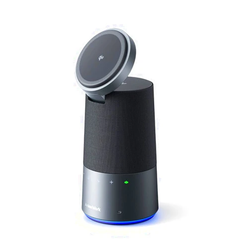 AnkerWork S600 All-in-One Speakerphone, Bluetooth Speaker with Microphone, Qi2 15W Wireless Charging, AI Noise Cancelling, 70° Adjustable Magnetic Phone Stand, 360° Sound, 16H Built-in Battery