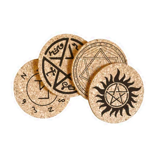 Figment and Fable Supernatural Protection Symbols Cork Coaster Set of 4