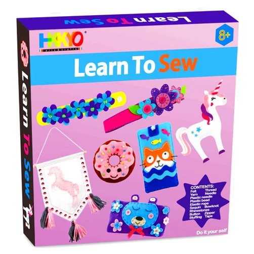 HKKYO Sewing Kit for Kids, Crafts for Girls 8-12, Kids Sewing Kit, Stuffed Animal Sewing Kit, My First Felt Sewing Kit, Beginner Sewing Kit for Ages 4-12 Girls and Boys, 7 Sewing Projects
