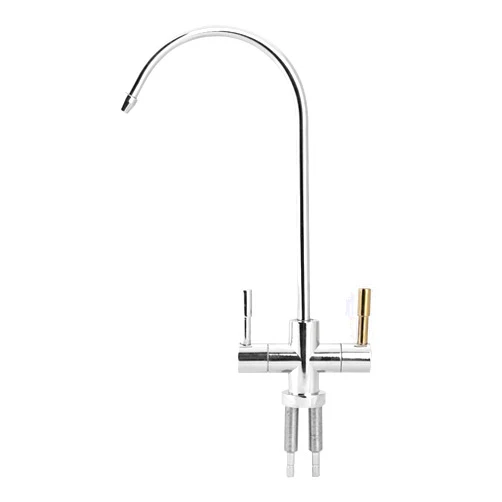 QAZWSXED LESANGBAIHUODIAN 1/4'' Double Holes Sink Faucet Tap Hot Cold Drinking Water Filter Sink Faucet Tap 360 Degree Rotation Goose Neck Faucet Tap