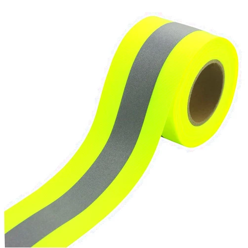 JINBING Silver Sew On Reflective Tape for Clothing Safety Fabric Webbing Trim Strip Fluorescent Yellow 2