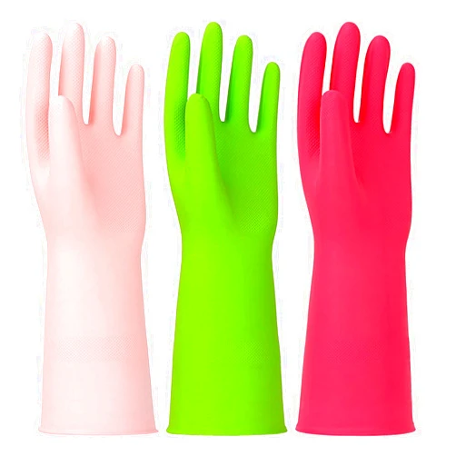 HINSOCHA 3 Pairs Rubber Cleaning Gloves Latex Free Dishwashing Gloves - 13