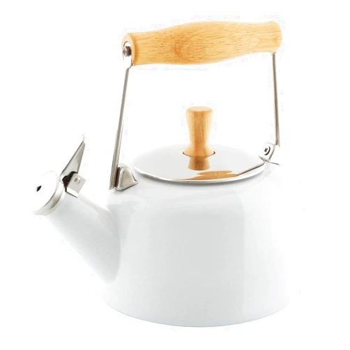 Chantal SVEN Enamel on Steel Whistling Teakettle with Natural Wood handle, 1.4 quarts (White)