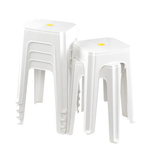 Farmoon 6-Pack Plastic Stackable Stools Chair, Square Plastic Stools, White