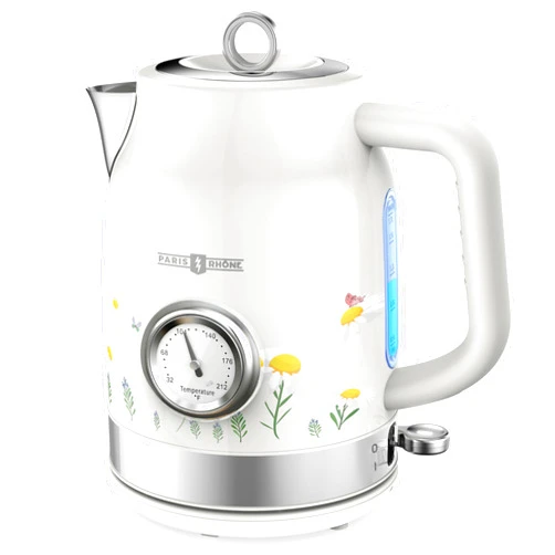 PARIS RHÔNE Retro Electric Kettle, PARIS RHÔNE 1.7L Hot Tea Kettle with Thermometer, 1500W Fast Heating, Cordless Design, LED Indicator, Auto Shut-Off & Boil Dry Protection