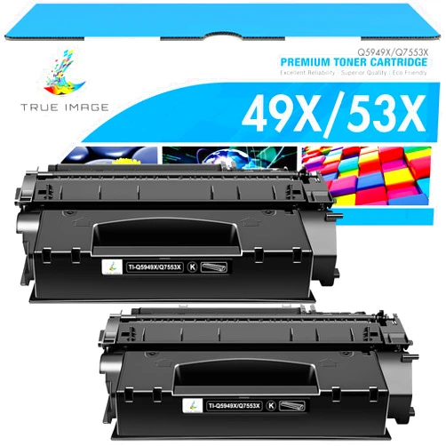 TRUE IMAGE 49X Q5949X 1320 Toner Cartridge: Compatible Replacement for HP 49X Q5949X 49A Q5949A 53X Q7553X for HP 1320 1320n 1320tn P2015 P2015dn 1160 3390 3392 P2014 P2015d Printer Ink (Black, 2-Pack)