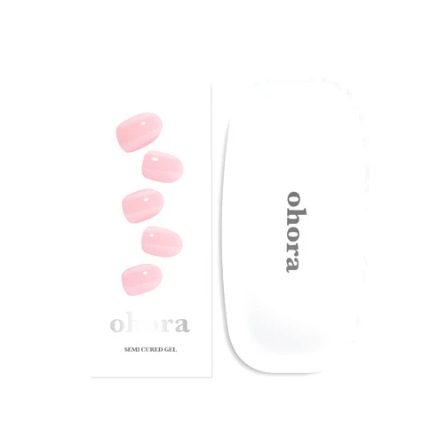 ohora Semi Cured Gel Nail Set of 2 (N Cream Pink & Gel Lamp) - Professional Salon-Quality Nail Care - Easy to Use, Comfortable Curing, and Easy to Remove