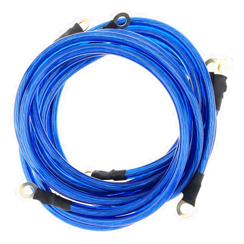 DriSentri 5 Point Car Universal Earth Ground Cables Grounding Wire System Kit High Performance Improve Power for Car Truck, Blue