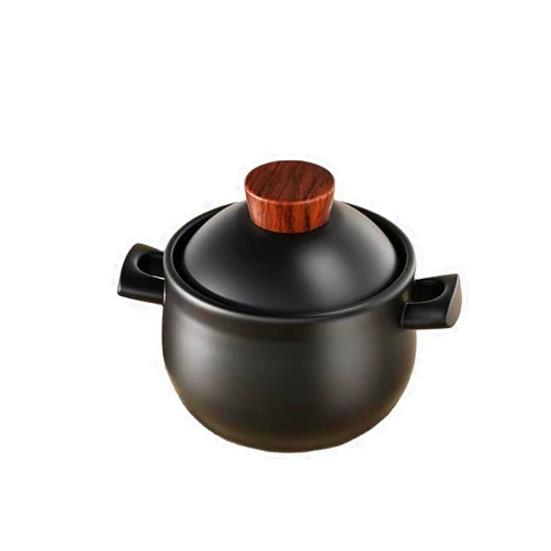 DNIENKGE Casserole 3.2Quart black ceramic pot With Lid Heat-Resistant for Cooking Soup Pot Cookware Stovetop Easy To Clean/Clay Pot/Earthen Pot/Ceramic Cookware (3400ml)