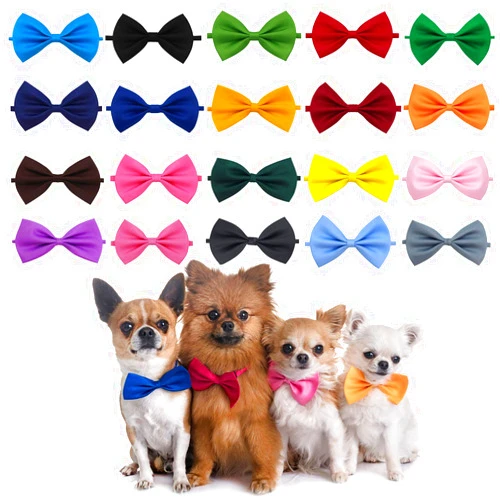 YUEPET 20PCS Pet Dog Bow Ties Collar Adjustable Cat Bow Ties Neck Bows Bulk Pet Bowties Mix 20 Colors Solid Pet Collars Accessories for Small Medium Dog Cat Pets Christmas Birthday Holiday Photography