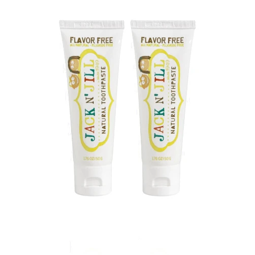 JACK N' JILL ................. SINCE 1949 Jack N' Jill Natural Kids Toothpaste for Babies & Toddlers - Flavor Free, Organic, Gluten Free, Vegan, BPA Free, Fluoride Free, SLS Free, Dairy Free, Tooth Brushing Fun for Kids - 1.76 oz (Pack of 2)