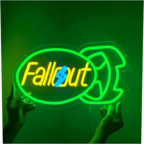 NINTHVEEN Fallout Neon Sign Fallout Merchandise For Game Room Home Bar Bedroom Pub Man Cave Wall Decor Gaming Led Arcade Signs Light Up USB Powerd Fun Gift for Gamer him Kid Birthday Christmas