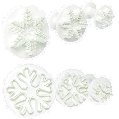 ELINKA Snowflake Cookie Cutter,6PCS Snowflake Fondant Cutters Decorating Mold Embossing Tool Christmas Cookie Cutters Snowflake Plunger Cake Cutter