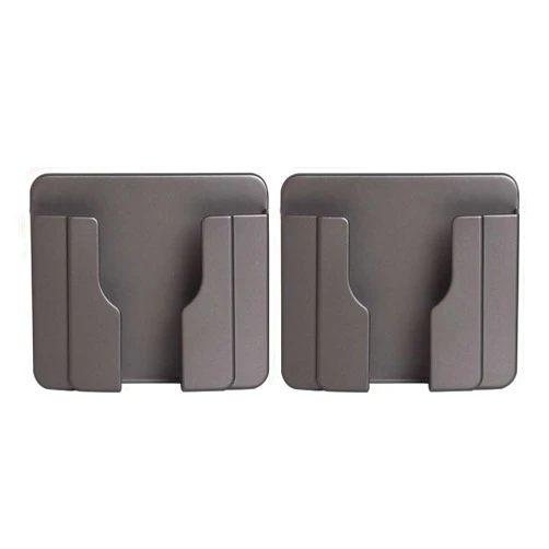 MiDube Sticky on Wall Stand Mount Mobile Phone Charger Socket Pocket, Storage Box Cell Phone Remote Control Holder, Damage-Free Universal Dock Case with Double Sided Self-Adhesives Foam Tape (Grey 2PCS)