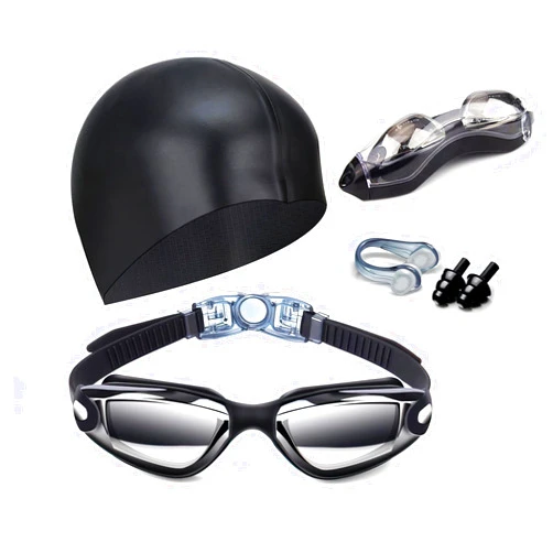Hurdilen Swim Goggles Swimming Goggles No Leaking with Nose Clip, Earplugs, Swim Cap and Case for Men Women