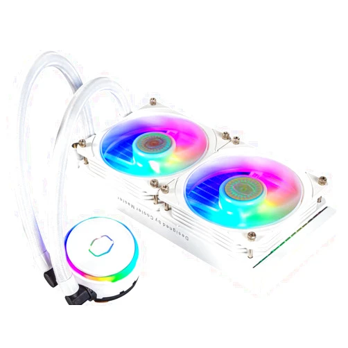 Cooler Master MasterLiquid PL240 Flux White Edition CPU Liquid Cooler - AIO Water Cooling System, 2 x 120mm Fans, 240mm Radiator, ARGB Gen 2 Controller Included - AMD & Intel Compatible, White