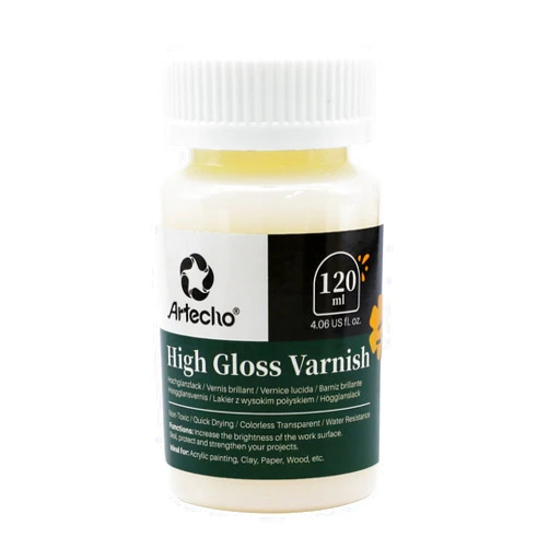 Artecho High Gloss Varnish 4oz / 120ml for Air Dry Clay, Acrylic Painting, Wood, Canvas