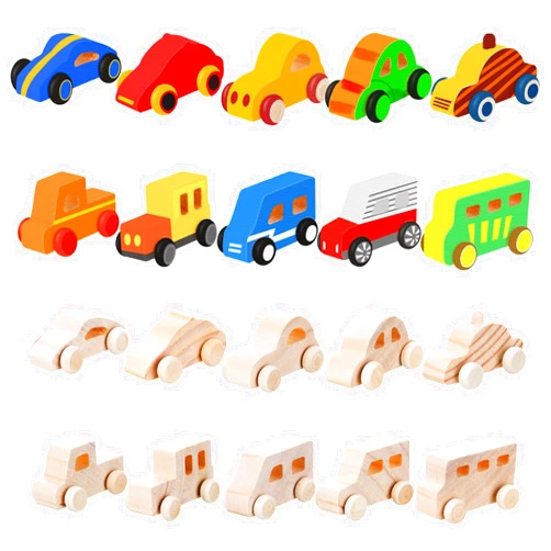 Beeveer 20 Pcs Unfinished Wooden Cars DIY Car, Paintable Wooden Toy Cars Wooden Crafts to Paint Craft Cars for Students Home Activities Family Time Handicraft Craft Projects Party Favors