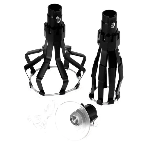QWORK Professional Light Bulb Changer Kit - 3 Piece Set - Extension Pole Compatible, for High Ceiling Incandescent Bulbs with Standard, Floodlight & Recessed Changer, Secure Bulb Replacement Tool