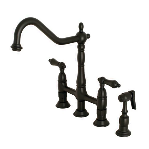 Kingston Brass KS1270ALBS Heritage Bridge Kitchen Faucet, 8-9/16