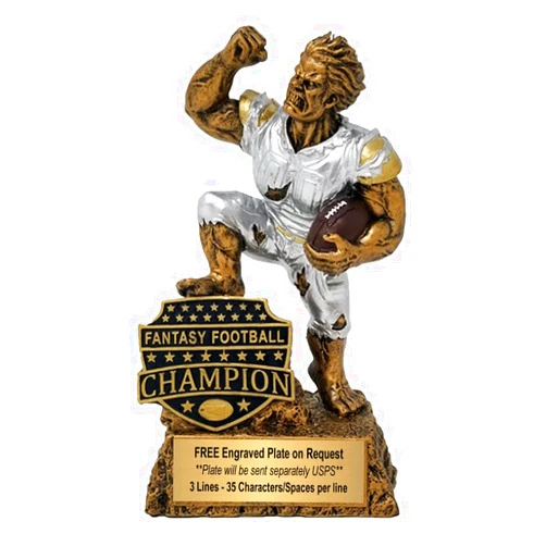 Decade Awards Fantasy Football League Champion Monster Trophy/FFL Winner Beast Award 6.5 Inch Exclusive,gold, silver