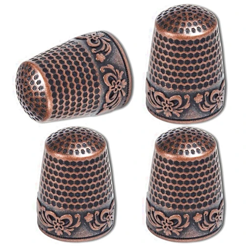 ZESION 4Pcs Sewing Thimbles, Metal Thimbles for Hand Sewing Finger Protector, Quilting Craft Accessories for Knitting Needlework DIY Tools, Brass